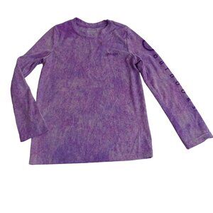 Magellan Outdoors Long Sleeve Classic Fit Shirt Girls Size M Purple Spell Out